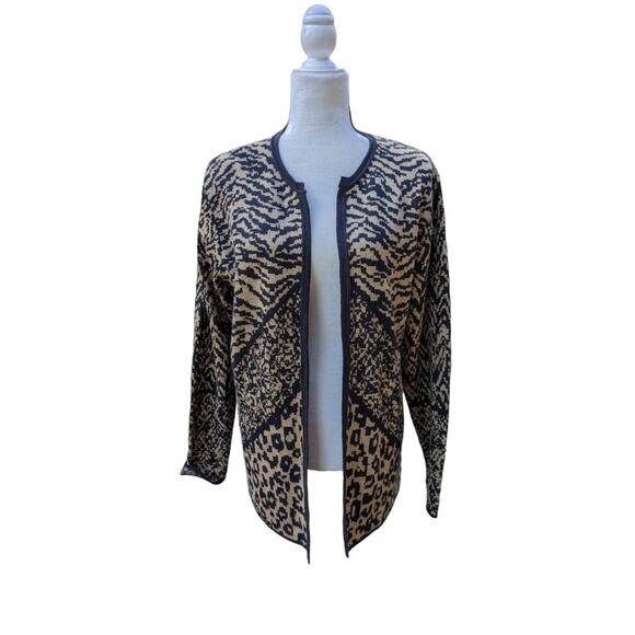 Ruby Rd. Womens Open Cardigan Knit Sweater Size Medium Black Gold Shimmer - Picture 1 of 8